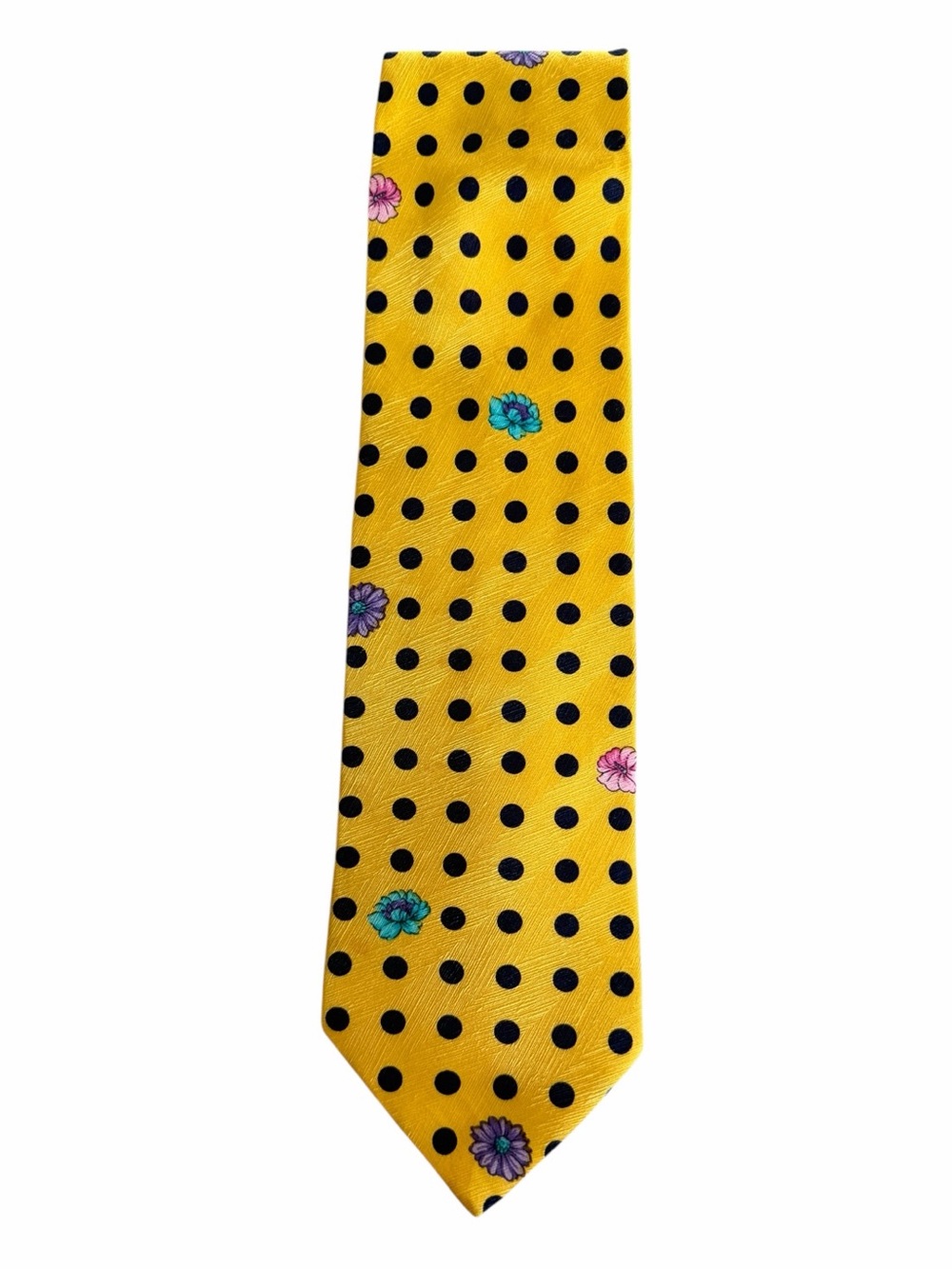 Versace Men’s Yellow Polka Dot Floral Tie